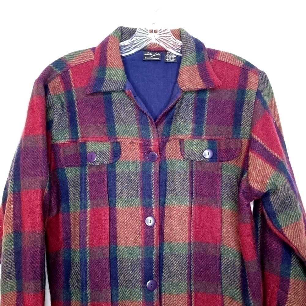 VINTAGE Lola Lola women's m cropped jacket butron down plaid with western vibes - Picture 3 of 14
